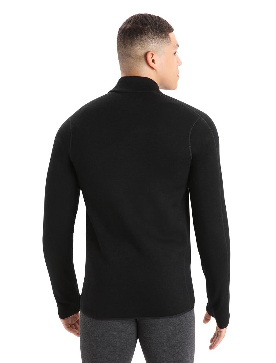 Icebreaker RealFleece™ Merino Elemental Long Sleeve Zip Jacket Miesten Huppari Mustat | FI 1251DFMN